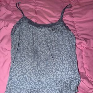 Women’s Light Blue Lace  Leopard Print Women's Top Y2K